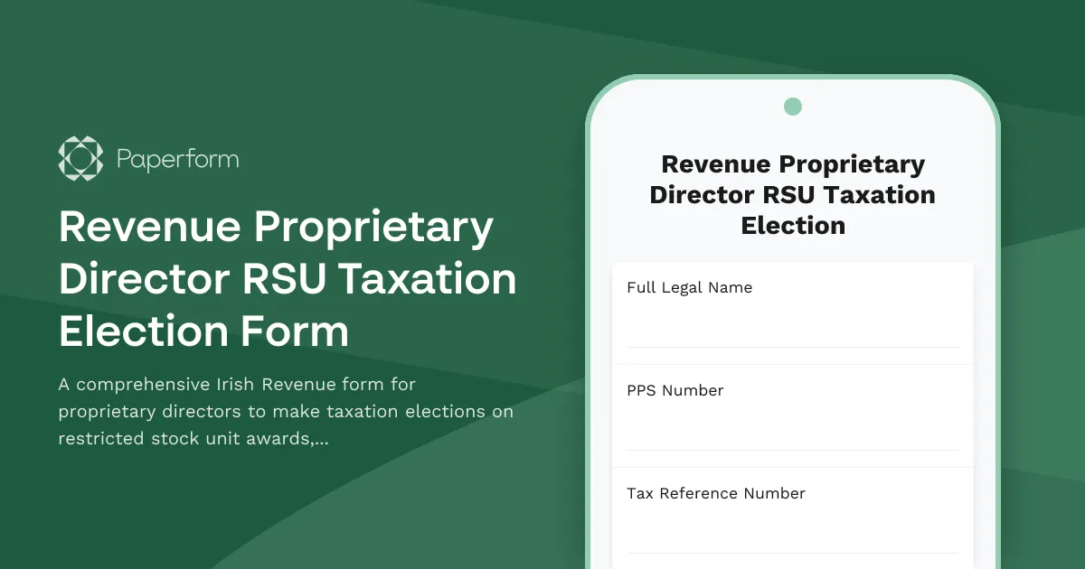 Revenue Proprietary Director RSU Taxation Election Form