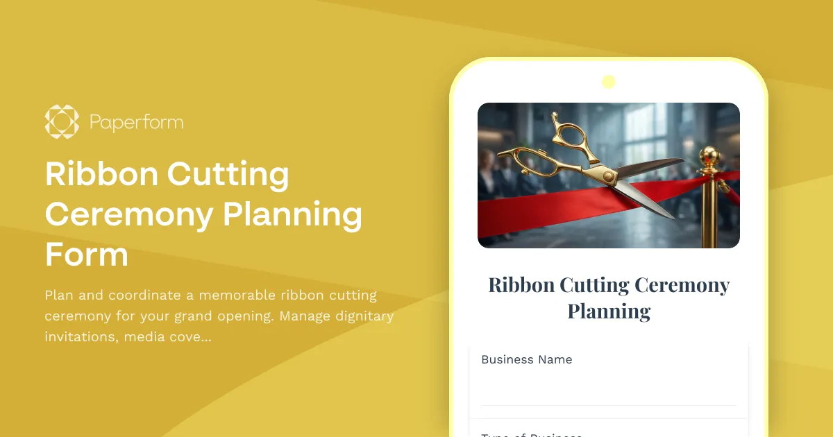 Ribbon Cutting Ceremony Planning Form