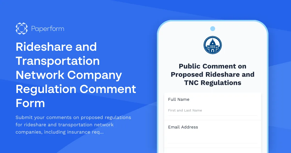 Rideshare and Transportation Network Company Regulation Comment Form