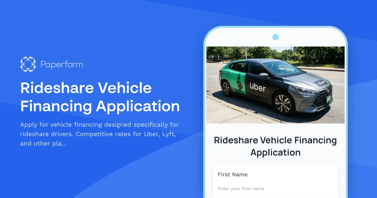 Rideshare Vehicle Financing Application