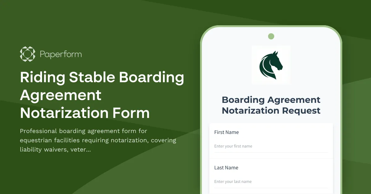 Riding Stable Boarding Agreement Notarization Form