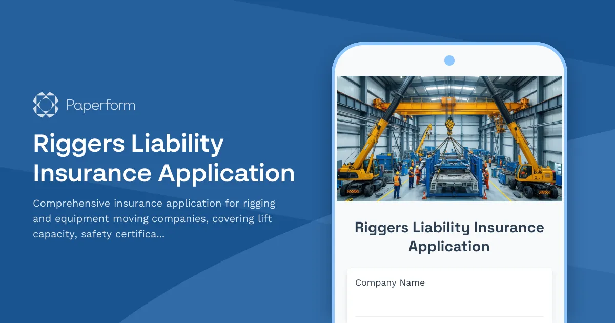 Riggers Liability Insurance Application