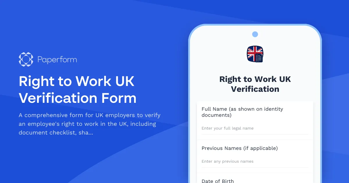 Right to Work UK Verification Form