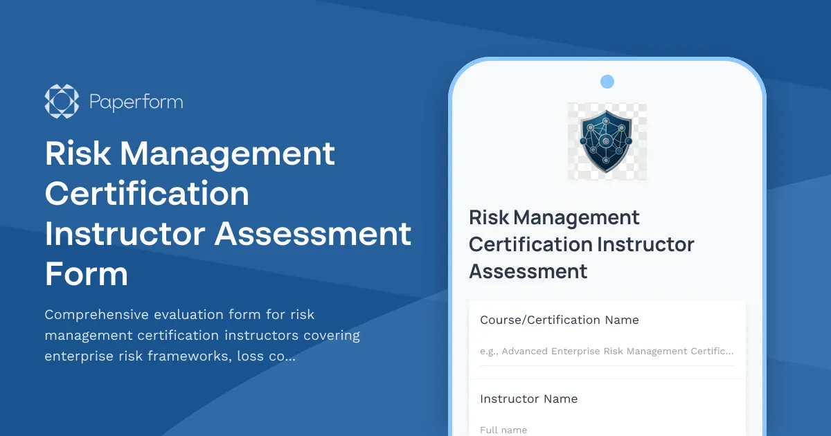 Risk Management Certification Instructor Assessment Form