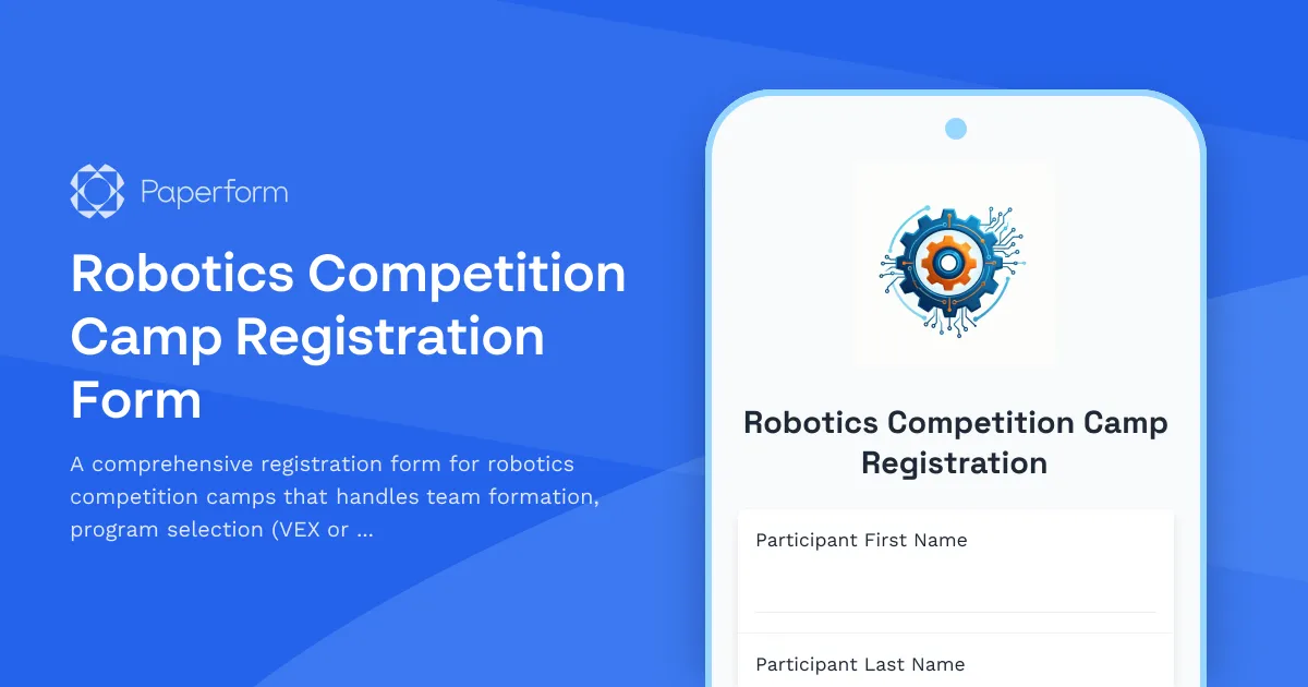 Robotics Competition Camp Registration Form