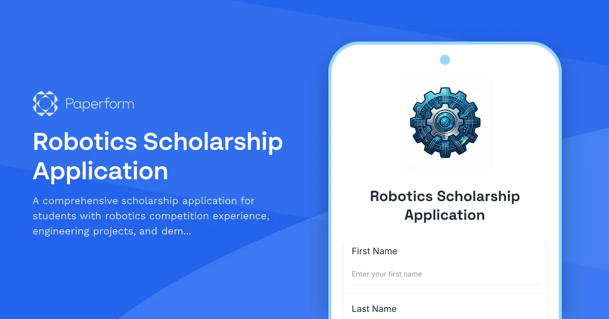Robotics Scholarship Application
