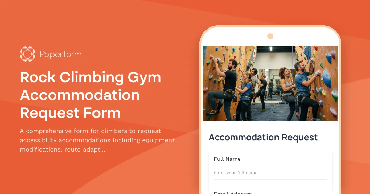 Rock Climbing Gym Accommodation Request Form