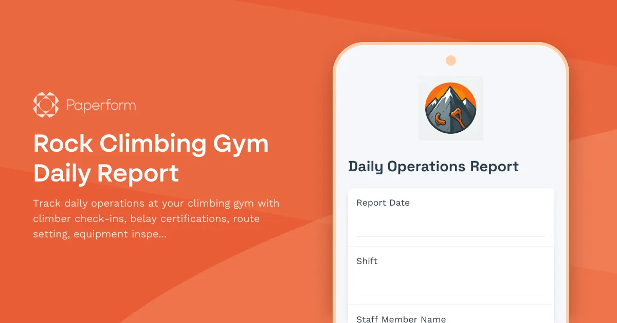 Rock Climbing Gym Daily Report