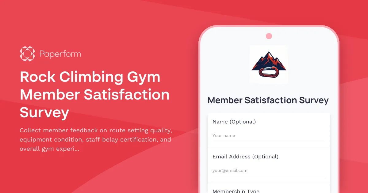 Rock Climbing Gym Member Satisfaction Survey