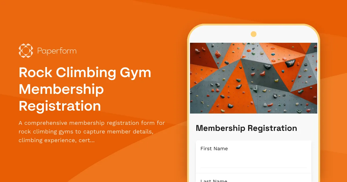 Rock Climbing Gym Membership Registration