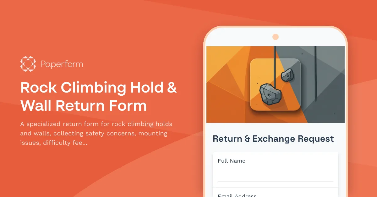 Rock Climbing Hold & Wall Return Form