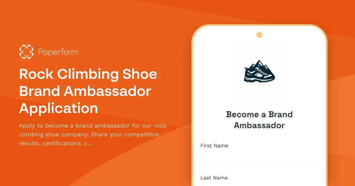 Rock Climbing Shoe Brand Ambassador Application