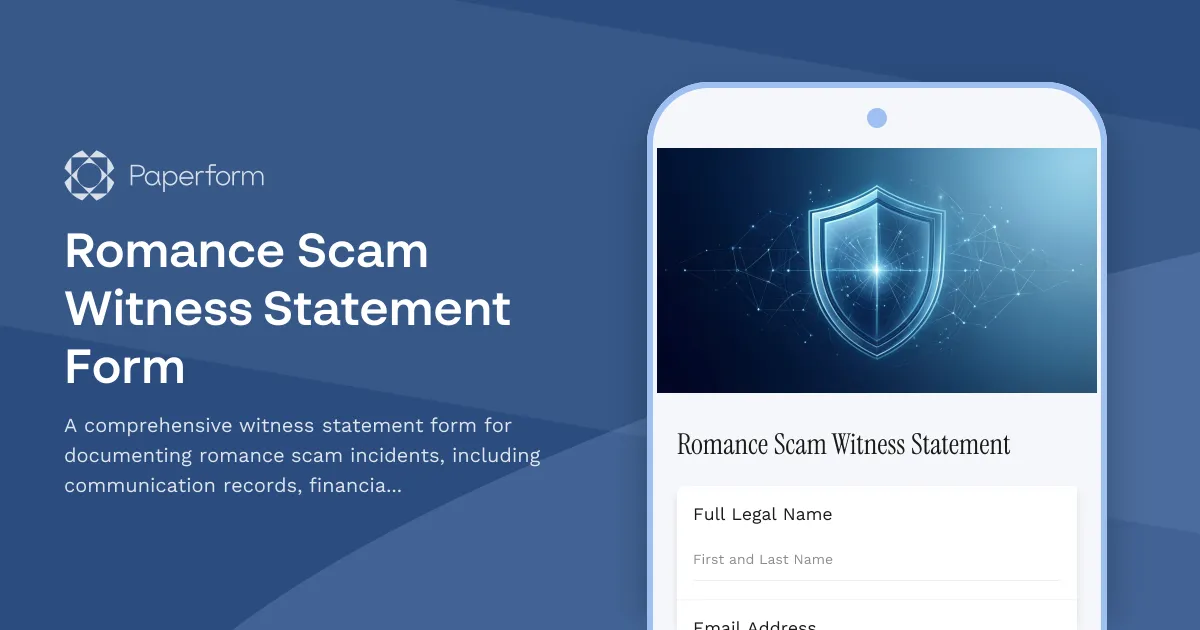 Romance Scam Witness Statement Form