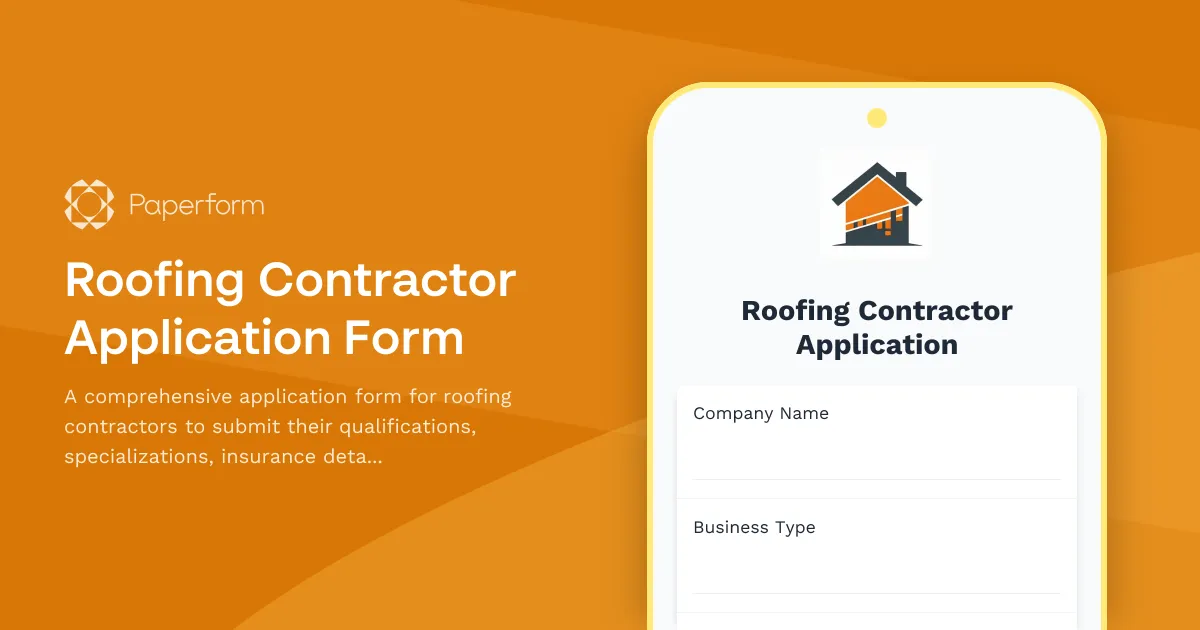 Roofing Contractor Application Form