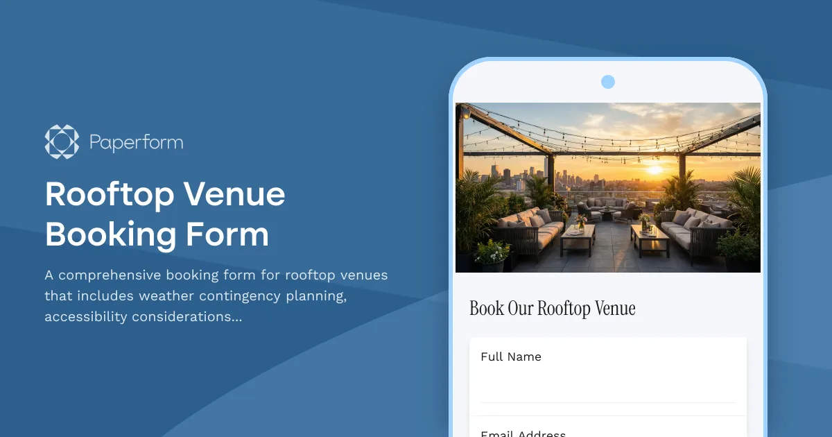 Rooftop Venue Booking Form