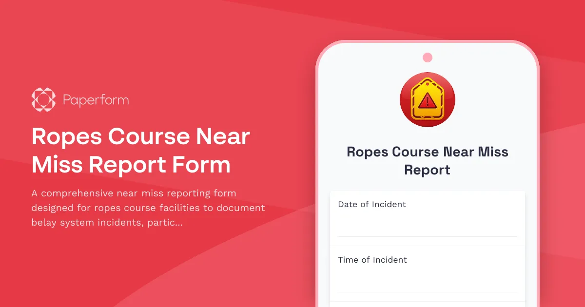 Ropes Course Near Miss Report Form