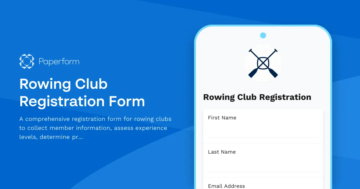 Rowing Club Registration Form