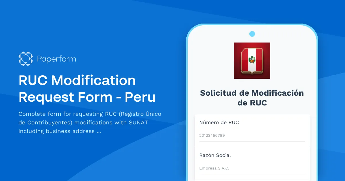 RUC Modification Request Form - Peru