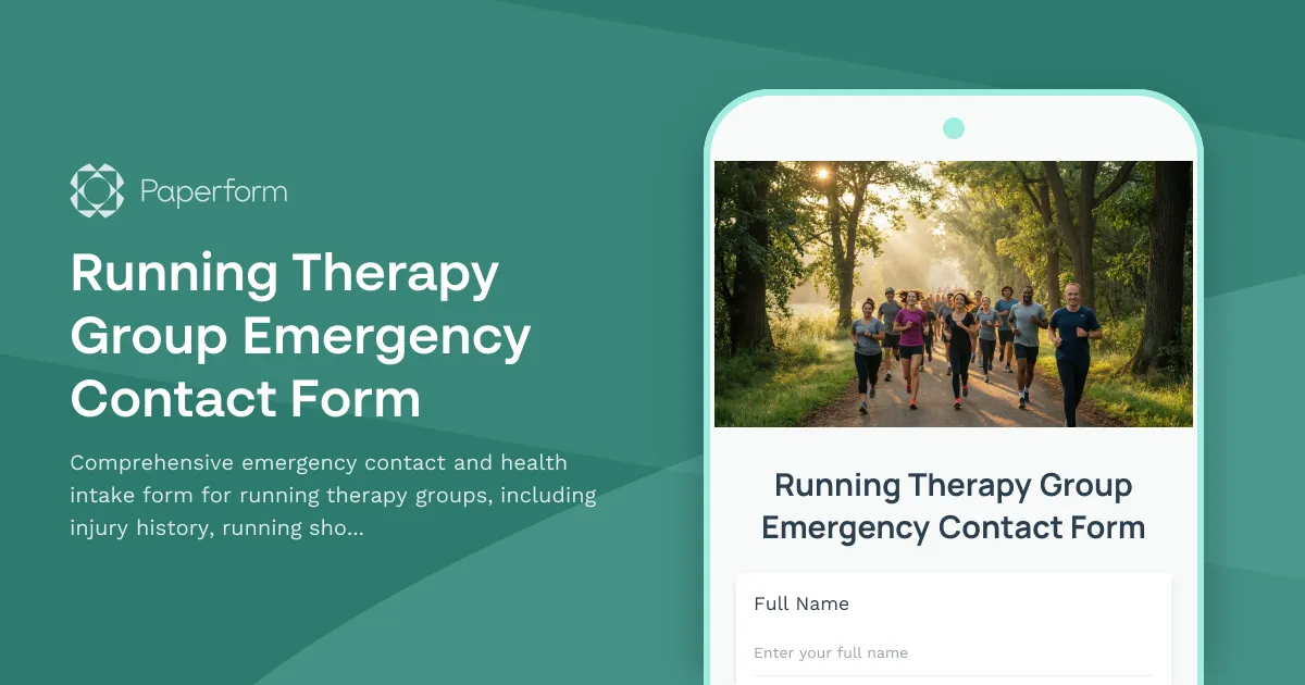 Running Therapy Group Emergency Contact Form