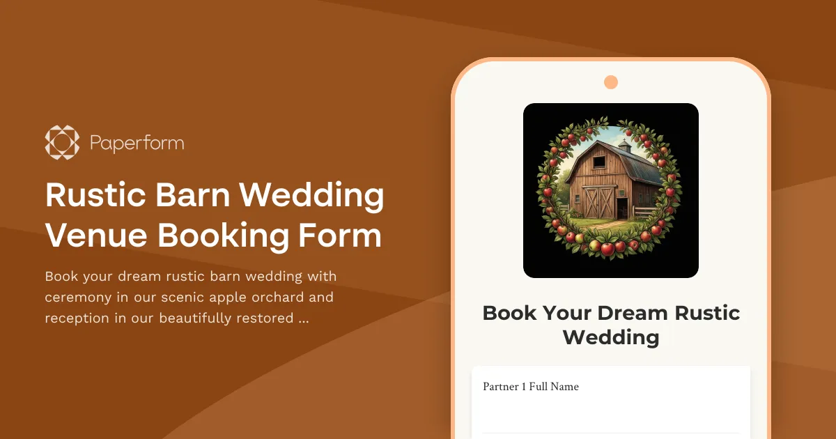 Rustic Barn Wedding Venue Booking Form