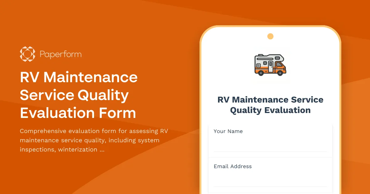 RV Maintenance Service Quality Evaluation Form