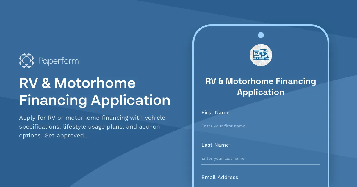 RV & Motorhome Financing Application