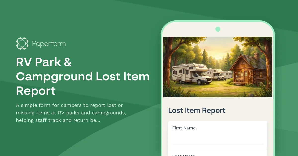 RV Park & Campground Lost Item Report