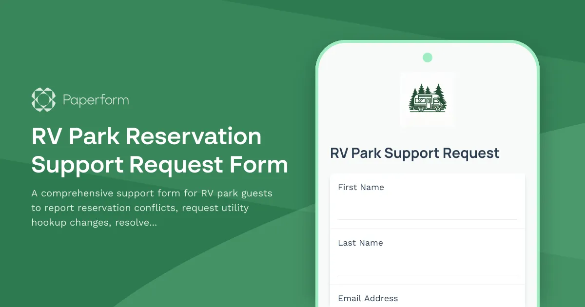 RV Park Reservation Support Request Form