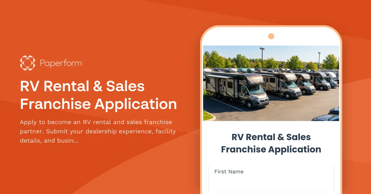 RV Rental & Sales Franchise Application
