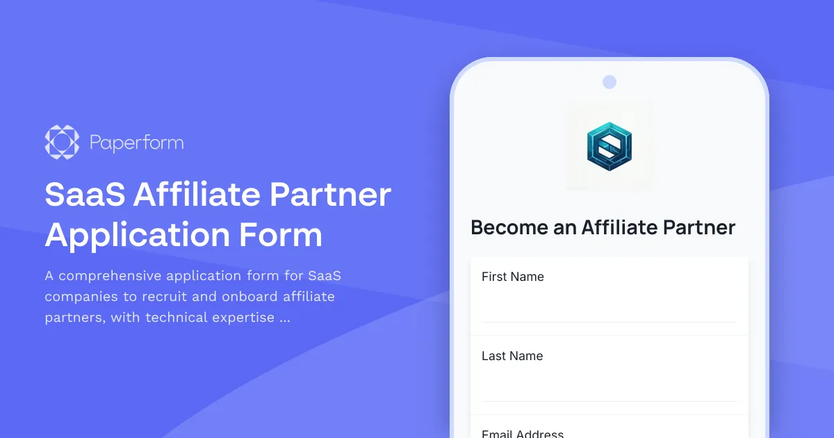 SaaS Affiliate Partner Application Form