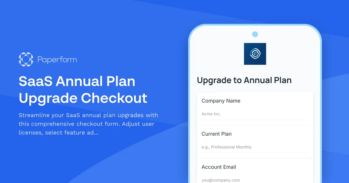 SaaS Annual Plan Upgrade Checkout