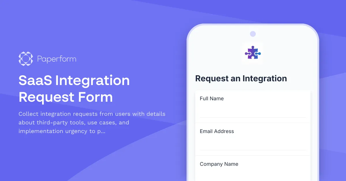SaaS Integration Request Form