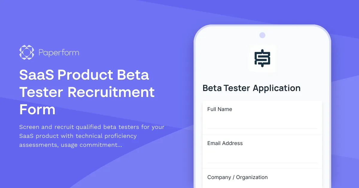 SaaS Product Beta Tester Recruitment Form