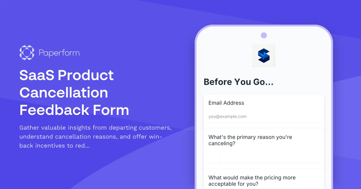 SaaS Product Cancellation Feedback Form