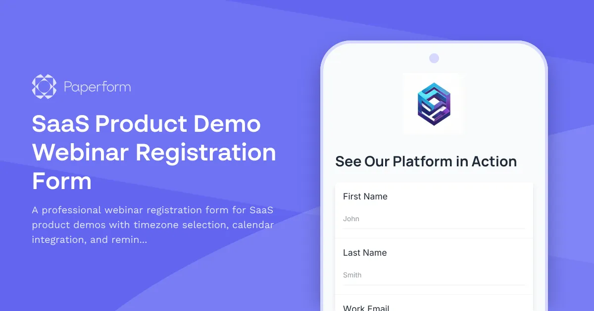 SaaS Product Demo Webinar Registration Form