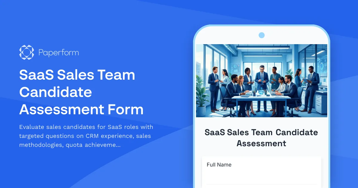 SaaS Sales Team Candidate Assessment Form