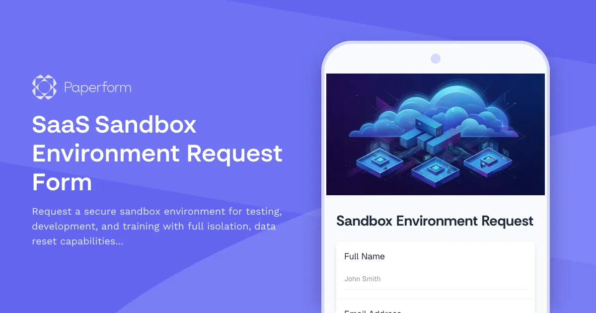 SaaS Sandbox Environment Request Form