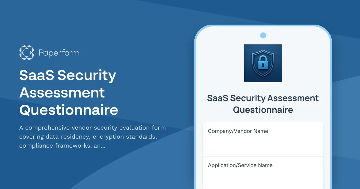 SaaS Security Assessment Questionnaire