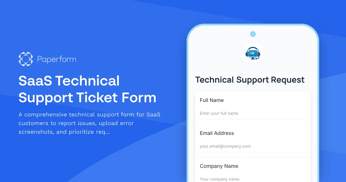 SaaS Technical Support Ticket Form