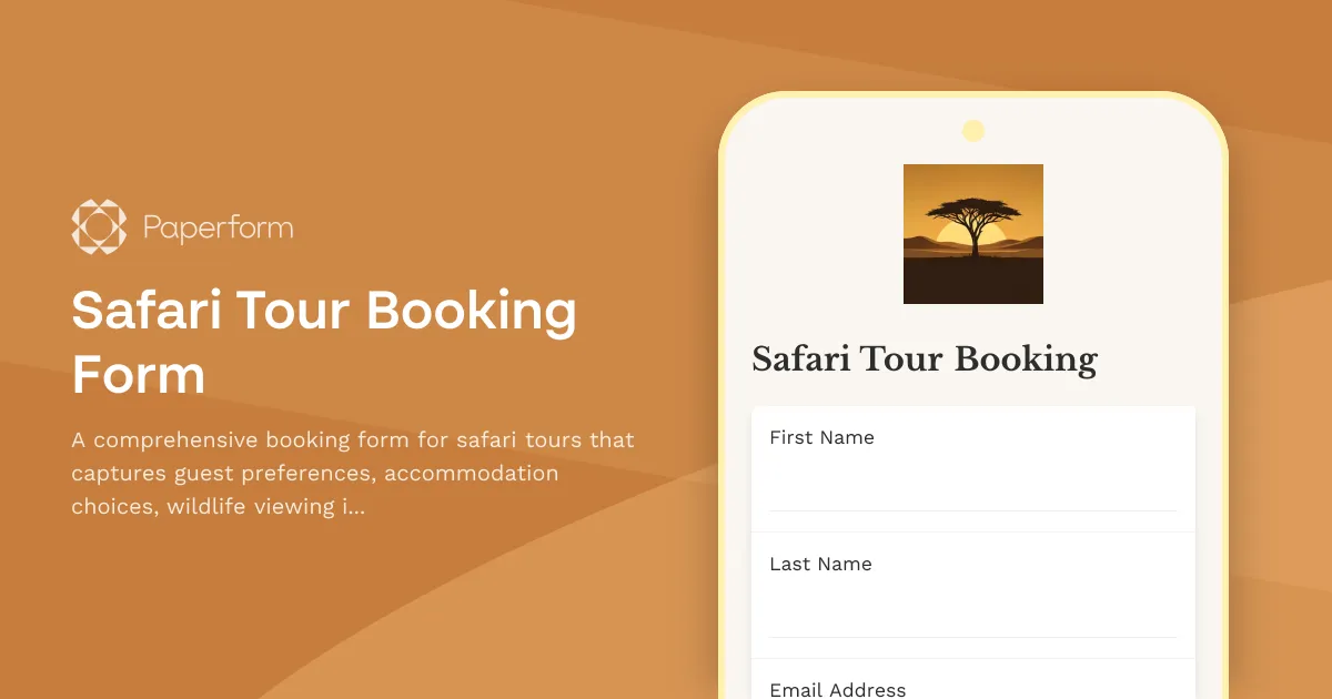 Safari Tour Booking Form