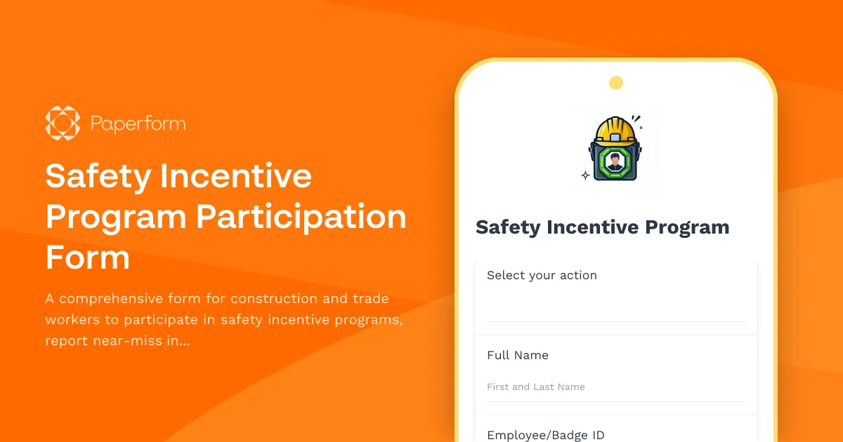 Safety Incentive Program Participation Form