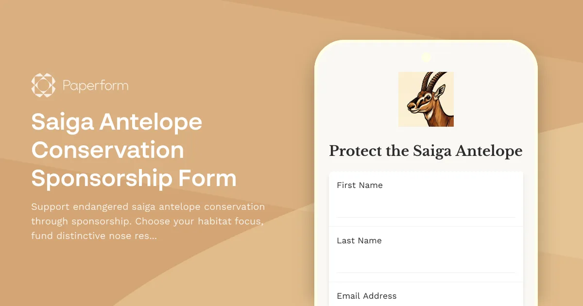 Saiga Antelope Conservation Sponsorship Form