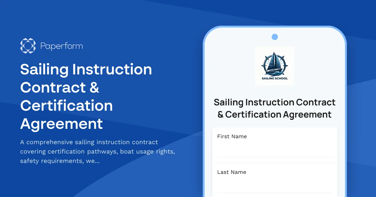 Sailing Instruction Contract & Certification Agreement