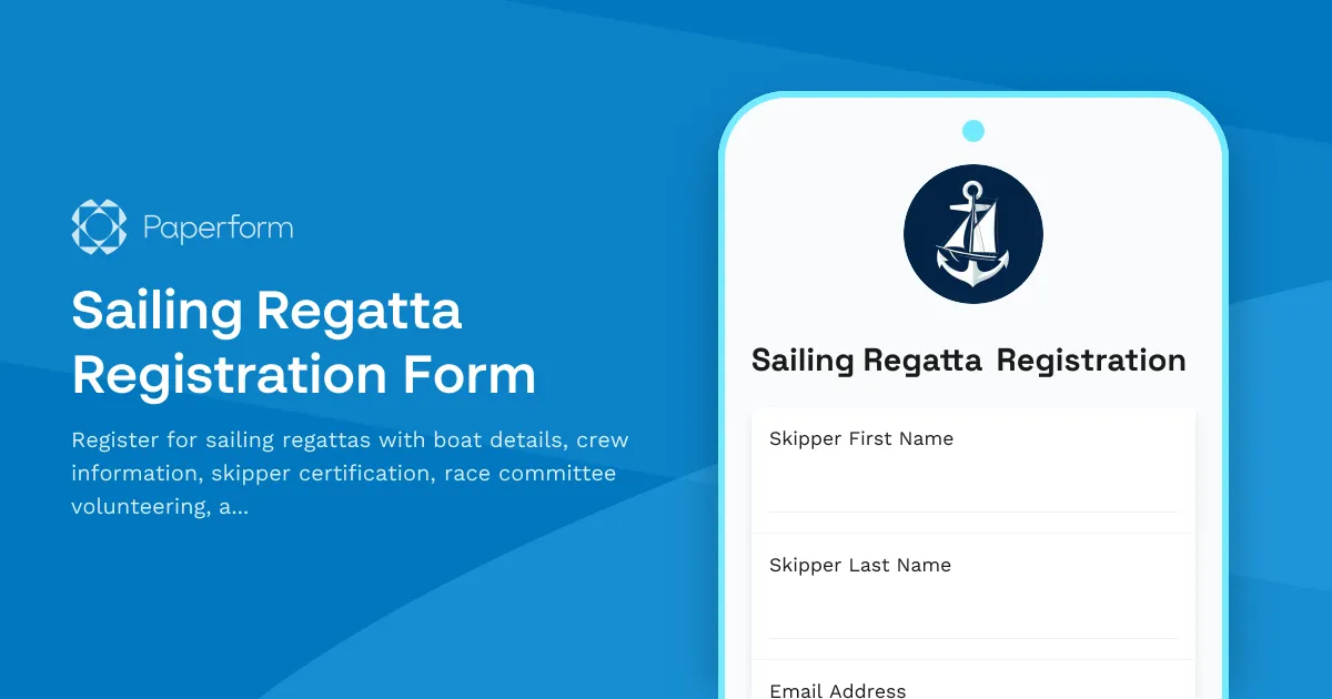 Sailing Regatta Registration Form