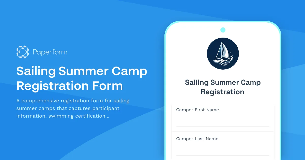 Sailing Summer Camp Registration Form