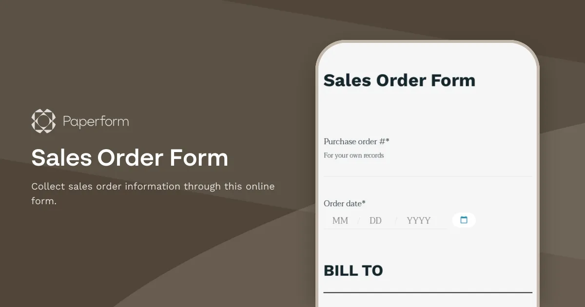 Sales Order Form