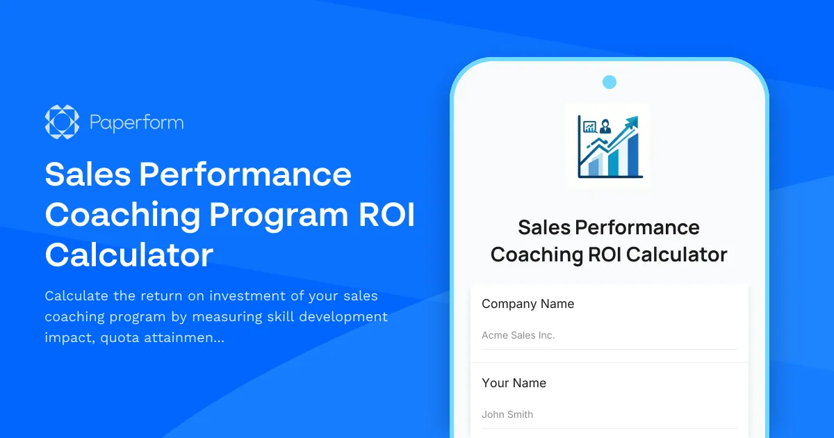 Sales Performance Coaching Program ROI Calculator