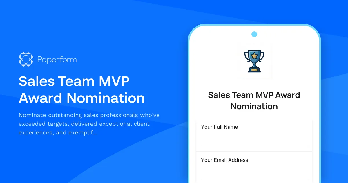 Sales Team MVP Award Nomination