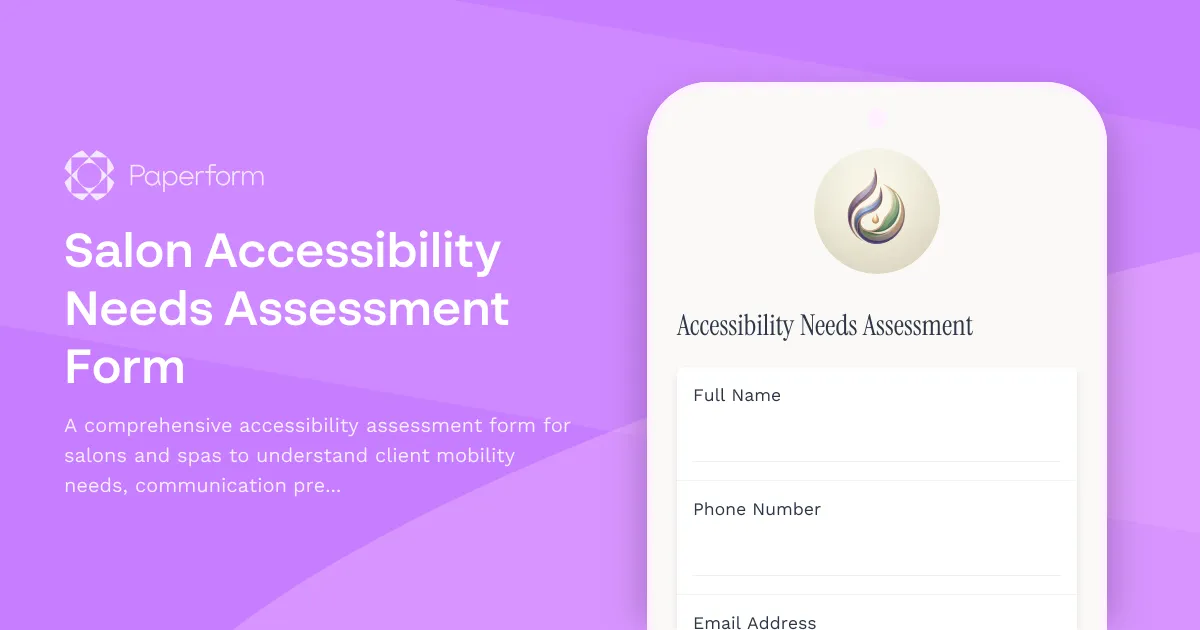 Salon Accessibility Needs Assessment Form