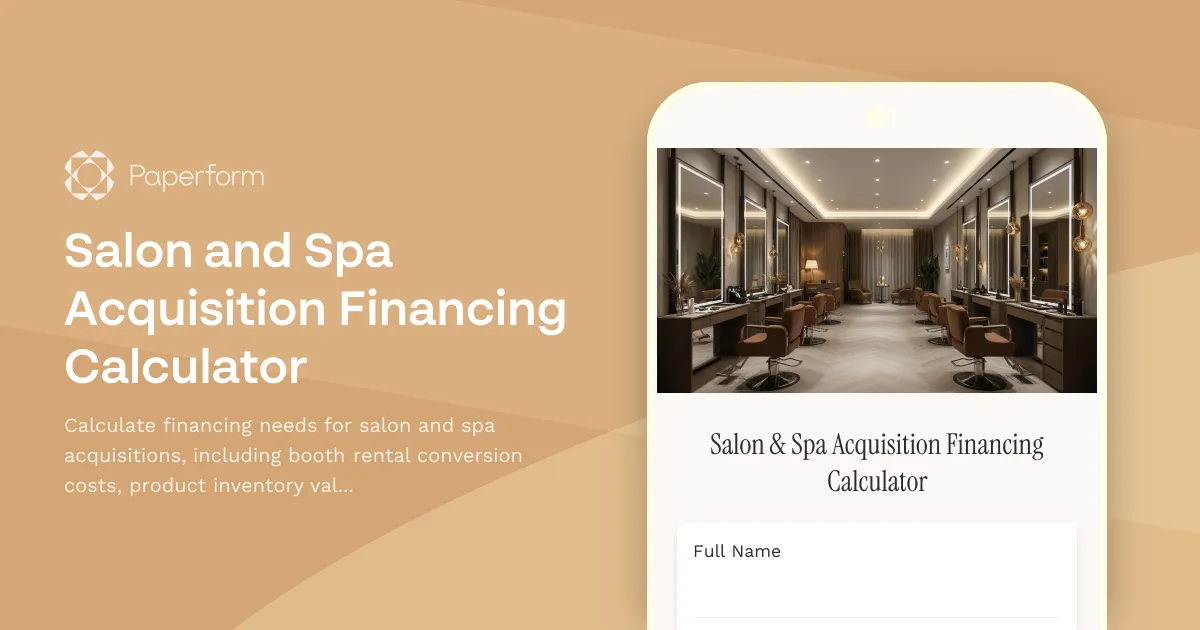 Salon and Spa Acquisition Financing Calculator